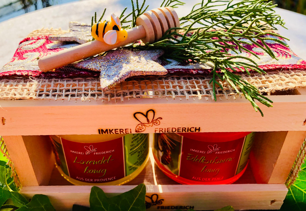 Honiggeschenk im Doppel in einer Holzkiste – Bild 2