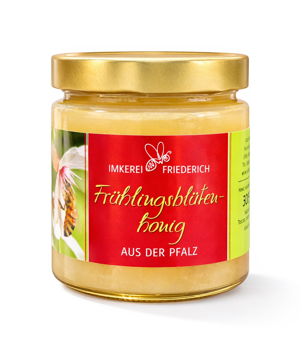 Produktbild Frühlingsblüenhonigauf weissem Untergrund